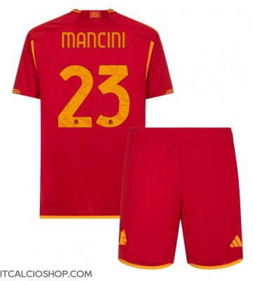 AS Roma Gianluca Mancini #23 Prima Maglia Bambino 2023-24 Manica Corta (+ Pantaloni corti)